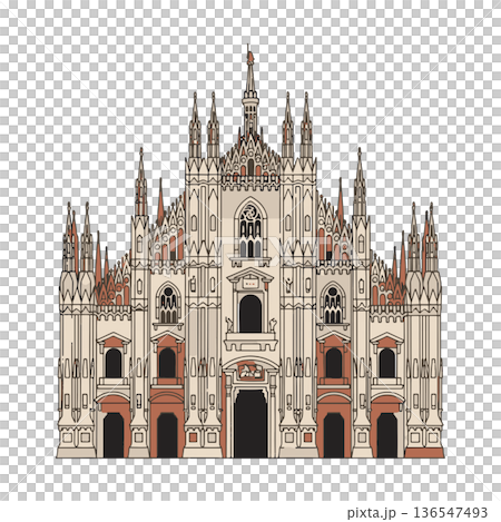 Majestic Milan Cathedral Gothic Architecture with Detailed Spires and Historic European Landmark Majestic Milan Cathedral Gothic Architecture with Detailed Spires and Historic European Landmark 136547493