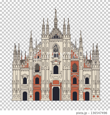 Majestic Milan Cathedral Gothic Architecture with Detailed Spires and Historic European Landmark 136547496