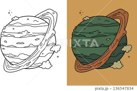 Saturn planet coloring page showing rings and clouds for kids astronomical science project Saturn planet coloring page showing rings and clouds for kids astronomical science project 136547834