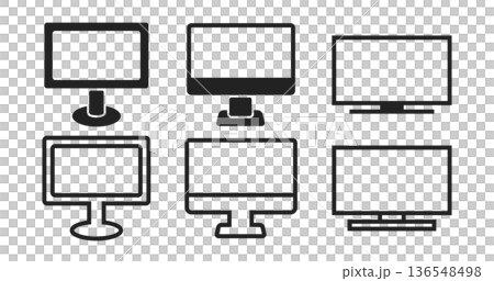 Set of 6 flat display vector icons (PC monitor, desktop screen, TV) 136548498