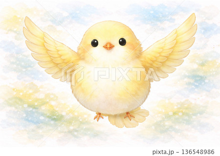 鳥シリーズ：翼を大きく広げたダイナミックな鳥 136548986