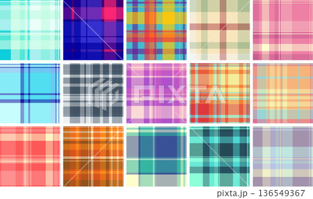 Plaid collection for timeless casual wear. Seamless tartan designs suit skirts, blouses, dresses, and lightweight jackets. 136549367