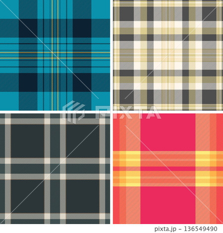 Plaid bundle perfect for contemporary digital backgrounds and wallpapers. Vector designs enhance phone screens, desktops, apps, websites, and social media. 136549490