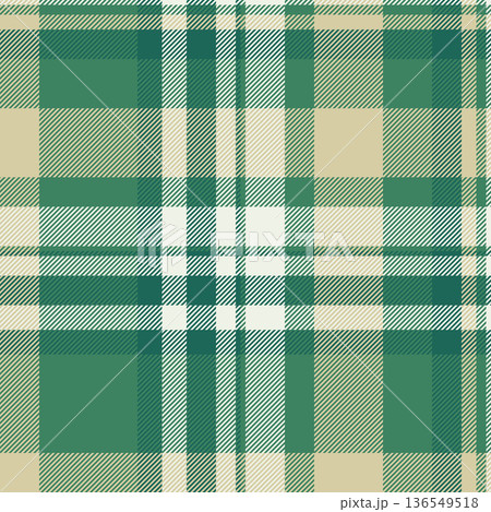 School seamless tartan fabric, spring plaid vector texture. Veil check textile background pattern in mint and light colors. 136549518