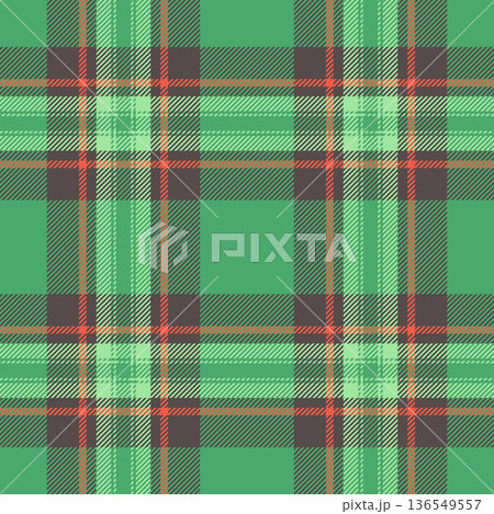 Strong plaid texture textile, endless pattern vector background. Panjabi fabric seamless check tartan in green and pastel colors. 136549557