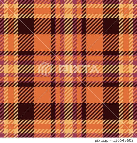 Trousers vector textile background, collection pattern check plaid. Motif fabric tartan texture seamless in orange and dark colors. 136549602