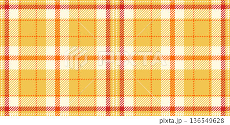 Attire tartan textile check, ethnic texture pattern fabric. Beautiful plaid vector seamless background in amber and cornsilk colors. 136549628