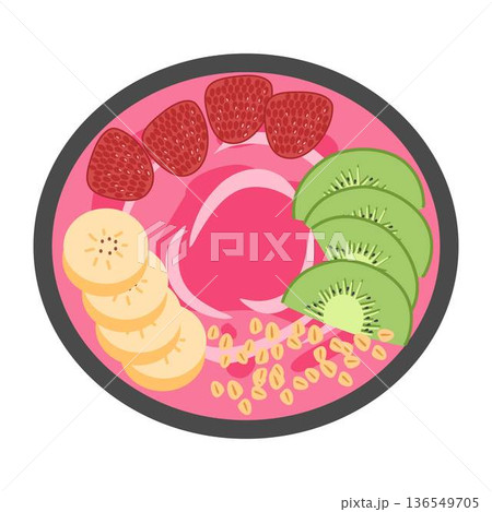 Acai Smoothie Bowl, Healthy Pink Smoothie in the Bowl 136549705