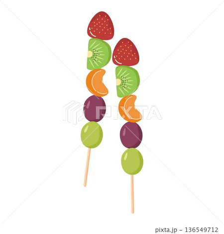 Fruit Skewers, Healthy Summer Snack illustration Fruit Skewers, Healthy Summer Snack illustration 136549712