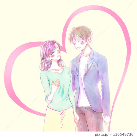 寄り添う男女　笑顔 136549730