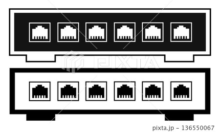Ethernet ports icon. Network switch sign. Switch or hub connecting a local internet cable symbol. flat style. Ethernet ports icon. Network switch sign. Switch or hub connecting a local internet cable symbol. flat style. 136550067
