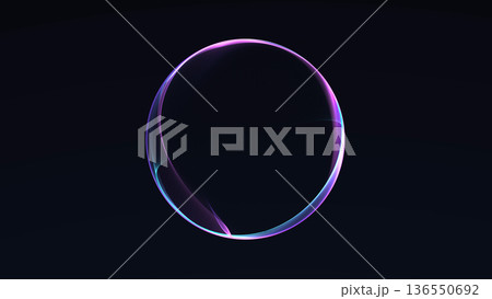 Purple blue glowing energy sphere ring on dark background with smooth digital wave motion and neon plasma glow. Futuristic abstract circle, luminous orb with dynamic flowing light energy. Purple blue glowing energy sphere ring on dark background with smooth digital wave motion and neon plasma glow. Futuristic abstract circle, luminous orb with dynamic flowing light energy. 136550692