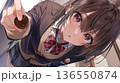 制服姿の女の子がチョコレートを差し出す甘くて可愛いバレンタインデーのアニメ風イラスト 136550874