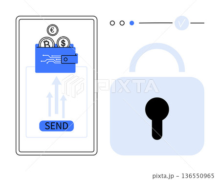 Cryptocurrency, secure transactions, digital...のイラスト素材 [136550965] - PIXTA