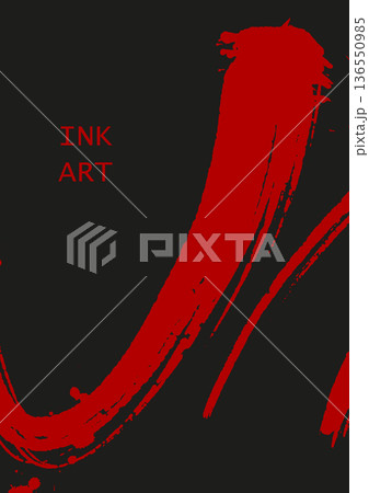 Abstract Red Ink Brush Strokes Art on Blackのイラスト素材 [136550985] - PIXTA
