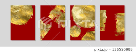 Vector Gold and Red Design Templates set 136550999