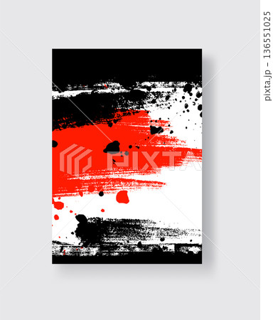 Black and Red ink brush stroke on white background. Japanese style. 136551025