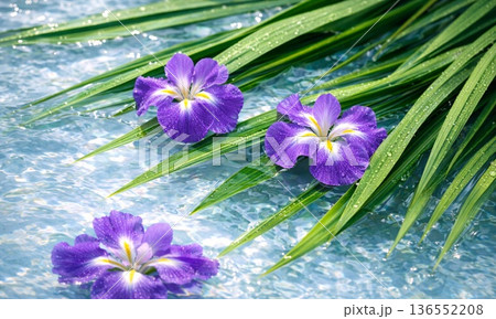 菖蒲湯の和風背景 136552208