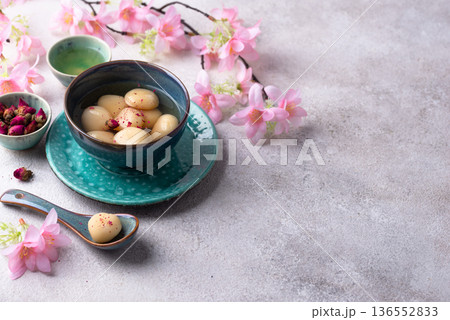 Tang yuan rice dumpling balls for Chinese lunar New year celebration 136552833