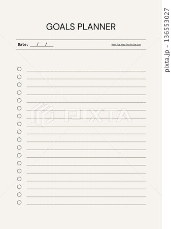 Black and White Simple Linear Goals Planner Page A4 Document Black and White Simple Linear Goals Planner Page A4 Document 136553027