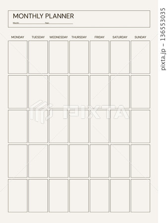 Beige Clear Simple Monthly Planner Page A4 Document 136553035