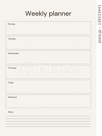 Neutral Simple Weekly Planner Page A4 Document Printable paper 136553041