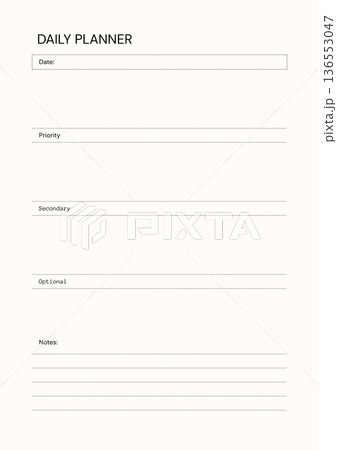 Neutral Simple Daily Planner Page A4 Document Printable paper 136553047