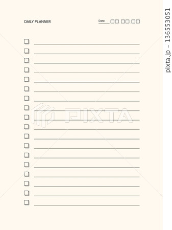 Neutral Simple Daily Planner Page Printable A4 Document Neutral Simple Daily Planner Page Printable A4 Document 136553051
