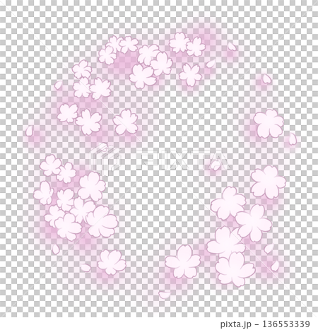 Hand-drawn cherry blossom round frame Hand-drawn cherry blossom round frame 136553339