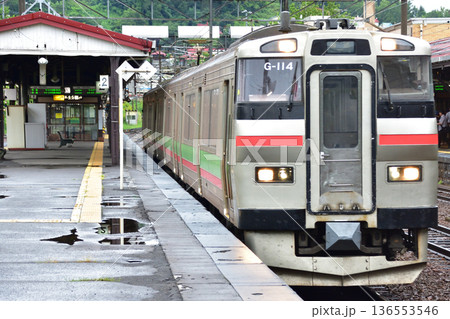 JR北海道函館本線 小樽駅から余市駅までの普通列車車窓風景(2023年夏雨) JR北海道函館本線 小樽駅から余市駅までの普通列車車窓風景(2023年夏雨) 136553546