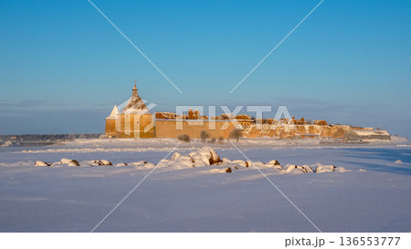 Panoramic view the ancient Russian fortress on Orekhov Island Panoramic view the ancient Russian fortress on Orekhov Island 136553777