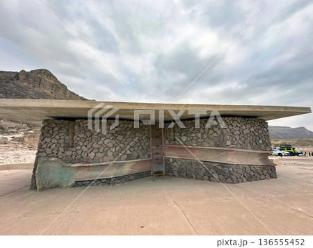 A cross-sectional model of a prehistoric copper mine in Timna Park in the Arava desert A cross-sectional model of a prehistoric copper mine in Timna Park in the Arava desert 136555452