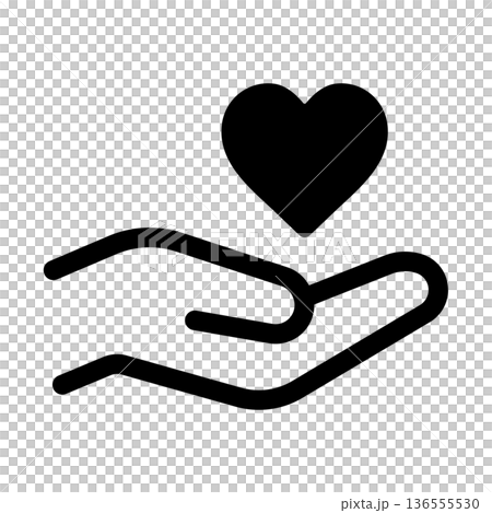 Heart compassion icon floating in the palm of your hand Heart compassion icon floating in the palm of your hand 136555530