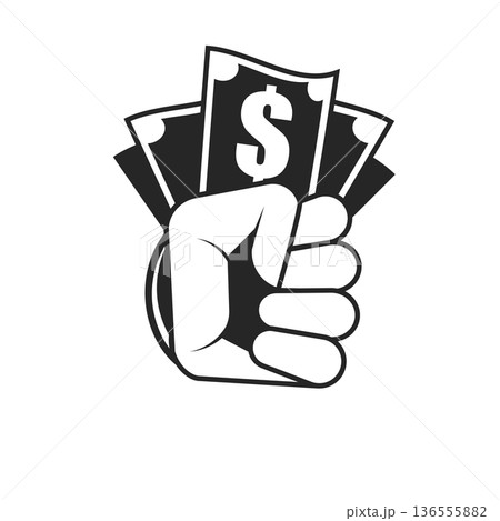 Skeleton hand in fist holding dollar bills Skeleton hand in fist holding dollar bills 136555882