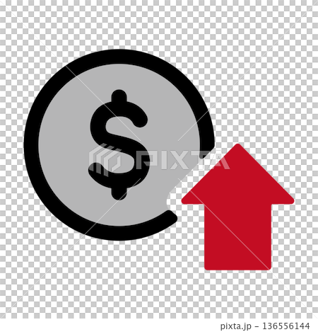 美元符號和上升箭頭圖示代表股價上漲 美元符號和上升箭頭圖示代表股價上漲 136556144