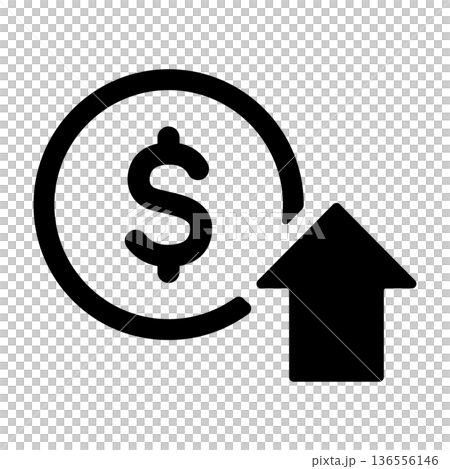 ドルマークと上昇の矢印　資産運用の成功を表すアイコン 136556146