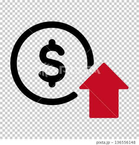 Dollar sign and rising arrow - Icon representing investment results Dollar sign and rising arrow - Icon representing investment results 136556148