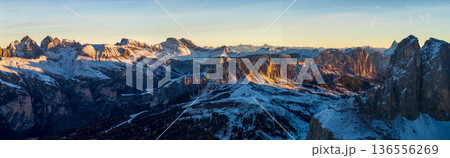 Panorama of Passo Giau in the Dolomites mountains during autumn sunrise. Beautiful mountains of Alpi Dolomiti in Italy, South Tirol Panorama of Passo Giau in the Dolomites mountains during autumn sunrise. Beautiful mountains of Alpi Dolomiti in Italy, South Tirol 136556269