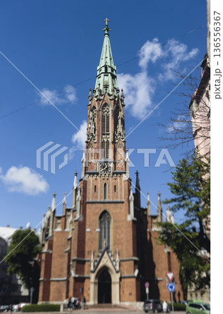 Riga Old Town view, Latvia, streets of Vecriga historical center with Town Hall square, House Of The Black Heads, Cathedral and church, travel to Latvia and Baltic States, summer day with a blue sky Riga Old Town view, Latvia, streets of Vecriga historical center with Town Hall square, House Of The Black Heads, Cathedral and church, travel to Latvia and Baltic States, summer day with a blue sky 136556367