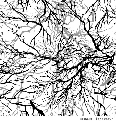 Seamless pattern tree branches. hand drawing....のイラスト素材 [136556397] - PIXTA