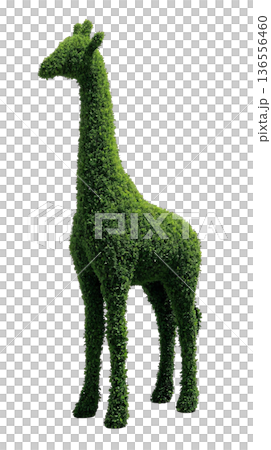 キリン型トピアリー立体アート （PNG） 136556460