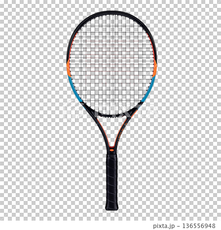 Tennis Racket on a White Background for Sports and Fitness Activities 136556948