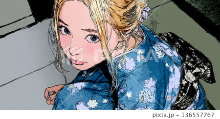 浴衣の女の子のポートレート 136557767