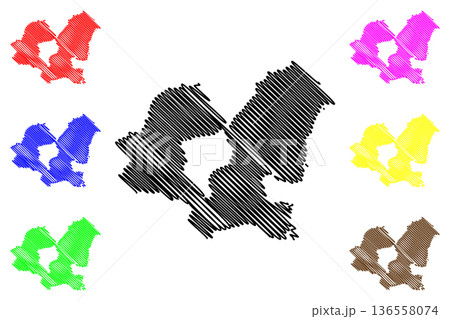 Eisenstadt-Umgebung district (Republic of Austria or osterreich, Burgenland state) map vector illustration, scribble sketch Bezirk Kotar zeljezno-okolica map 136558074