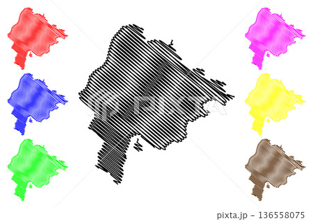 Feldkirch district (Republic of Austria or osterreich, Vorarlberg or Vorarlbearg state) map vector illustration, scribble sketch Bezirk Feldkirch map 136558075