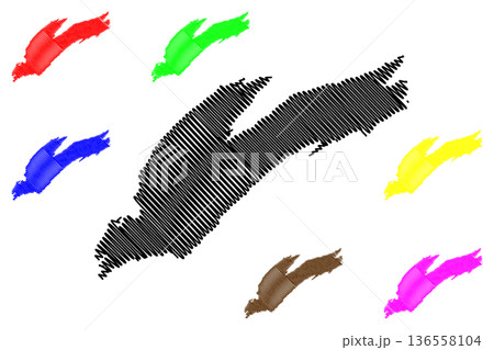Alsta island (Kingdom of Norway) map vector illustration, scribble sketch Alsten or Alstein map 136558104