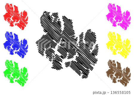 Aracena island ( Republic of Chile, South and Latin America, Tierra del Fuego archipelago) map vector illustration, scribble sketch Isla Aracena map 136558105