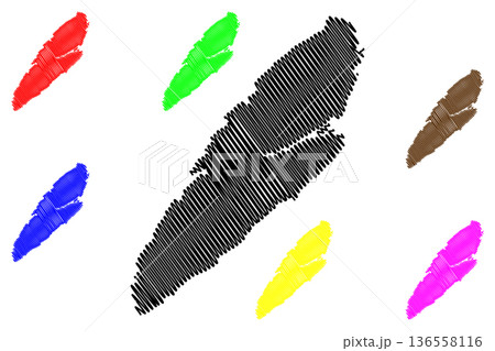 Austra island (Kingdom of Norway) map vector illustration, scribble sketch Austra map Austra island (Kingdom of Norway) map vector illustration, scribble sketch Austra map 136558116