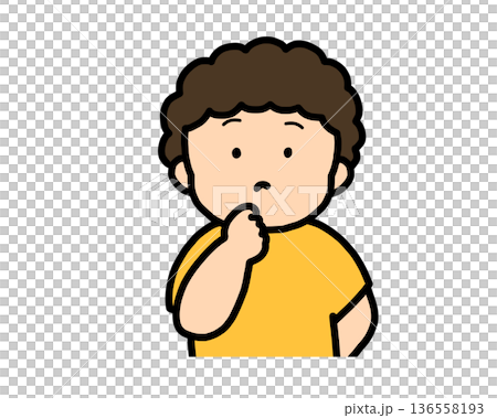 Thinking (front view) Asian boy Thinking (front view) Asian boy 136558193