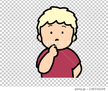 考える（正面）金髪の男の子 136558204